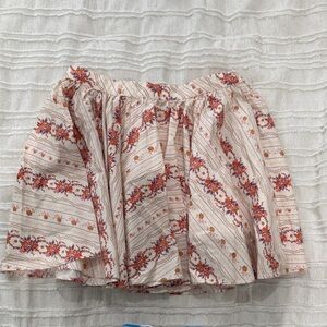Free People Cream and Pink Floral Skirt - XS